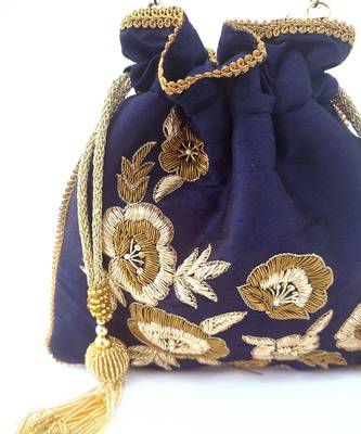 Blue Dabka Leaf Potli 4