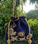 Blue Dabka Leaf Potli