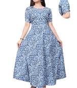 Blue printed crepe silk-kurtis