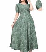 Sea green printed crepe silk-kurtis