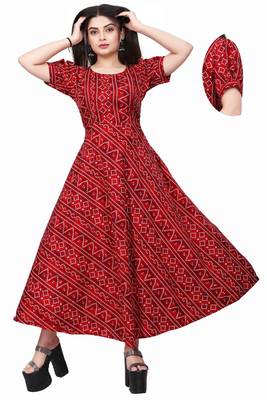 Red printed crepe silk-kurtis 1