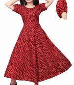 Red printed crepe silk-kurtis