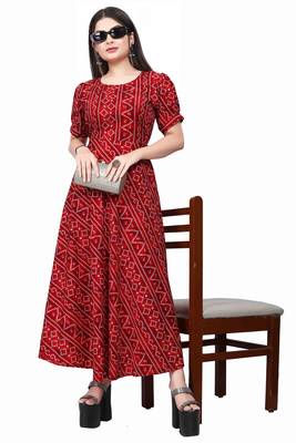 Red printed crepe silk-kurtis 2