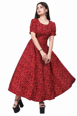 Red printed crepe silk-kurtis 3