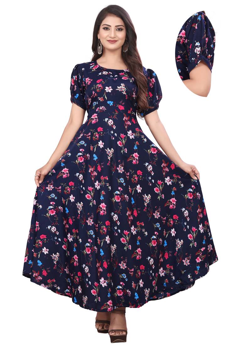 Black printed crepe silk-kurtis