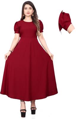 Maroon solid georgette silk-kurtis 1