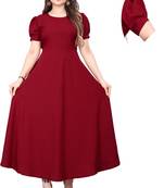 Maroon solid georgette silk-kurtis