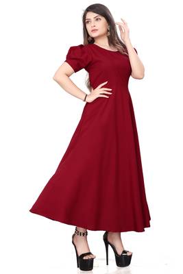 Maroon solid georgette silk-kurtis 3