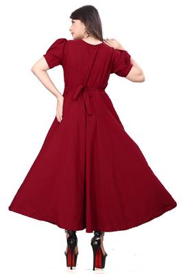Maroon solid georgette silk-kurtis 4