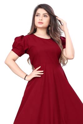 Maroon solid georgette silk-kurtis 5