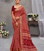SUBHASH SAREE Printed Saree with beautiful lace Tusser Silk Maroon Saree and Maroon Unstitched Blouse (26233)