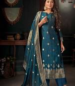 Blue Color Women's Pure Viscose Fabric Floral Casual Wear Unstitched Dress Material 