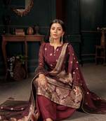 Maroon Color Women's Pure Viscose Fabric Floral Casual Wear Unstitched Dress Material 