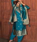 turquoise Color Women's Pure Viscose Fabric Floral Casual Wear Unstitched Dress Material