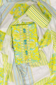 Yellow printed cotton salwar