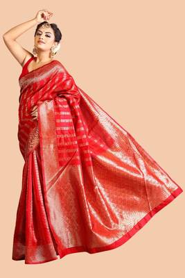 RED LICHI SILK SAREE  1
