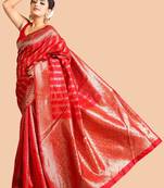 RED LICHI SILK SAREE 