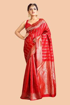 RED LICHI SILK SAREE  2