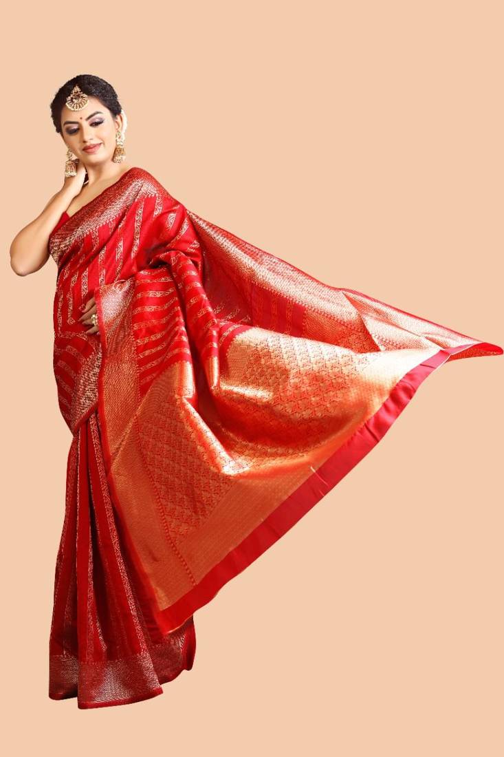 RED LICHI SILK SAREE 