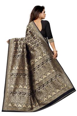 Black Woven Banarasi Saree With Blouse 2