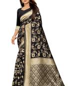 Black Woven Banarasi Saree With Blouse