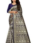 Blue Woven Banarasi Saree With Blouse