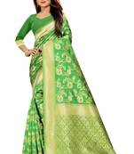 Green Woven Banarasi Saree With Blouse