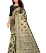 Black Woven Banarasi Saree With Blouse
