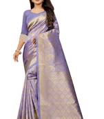 Lavender Woven Banarasi Saree With Blouse