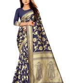 Blue Woven Banarasi Saree With Blouse