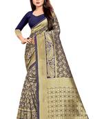 Blue Woven Banarasi Saree With Blouse