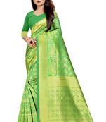 Green Woven Banarasi Saree With Blouse