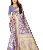 Lavender Woven Banarasi Saree With Blouse