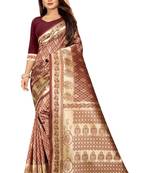 Maroon Woven Banarasi Saree With Blouse