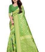 Green Woven Banarasi Saree With Blouse
