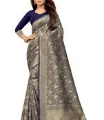 Blue Woven Banarasi Saree With Blouse