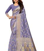 Lavender Woven Banarasi Saree With Blouse