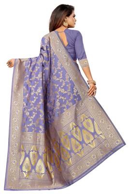 Lavender Woven Banarasi Saree With Blouse 3