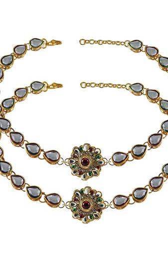 Brass Gold Platted  Multicolor Stone Studded  Anklet