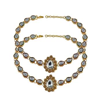Brass Gold Platted  Golden Stone Studded  Anklet 1