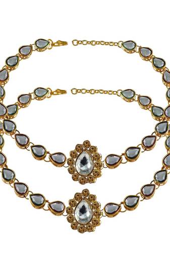 Brass Gold Platted  Golden Stone Studded  Anklet