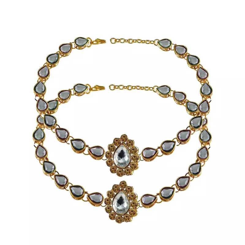 Brass Gold Platted  Golden Stone Studded  Anklet