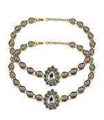 Brass Gold Platted  Blue Stone Studded  Anklet