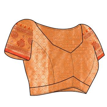 Orange Woven Katan Silk Blend Saree With Blouse 5