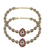 Brass Gold Platted  Pink Stone Studded  Anklet