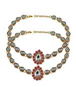 Brass Gold Platted  Pink Stone Studded  Anklet