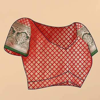 Red Woven Katan Silk Blend Saree With Blouse 5