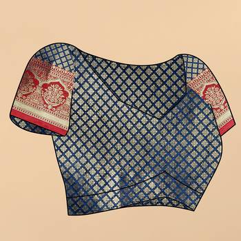 Blue Woven Katan Silk Blend Saree With Blouse 5