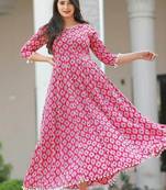Pink printed rayon ethnic-kurtis