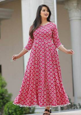 Pink printed rayon ethnic-kurtis 3